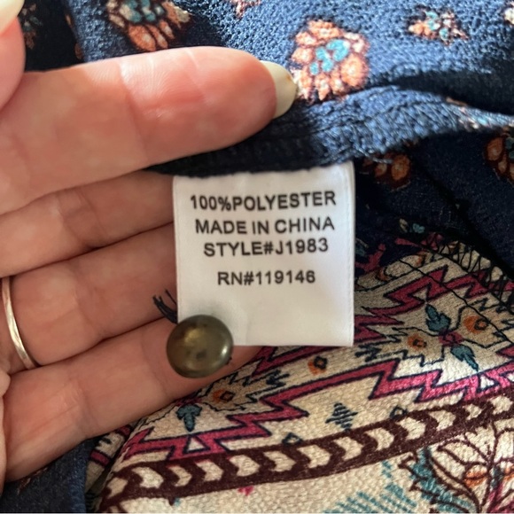 Jodifl Tunic Dress Blouse Size Small Blue Boho Scarf Print Trapeze Swing Top - Picture 7 of 8